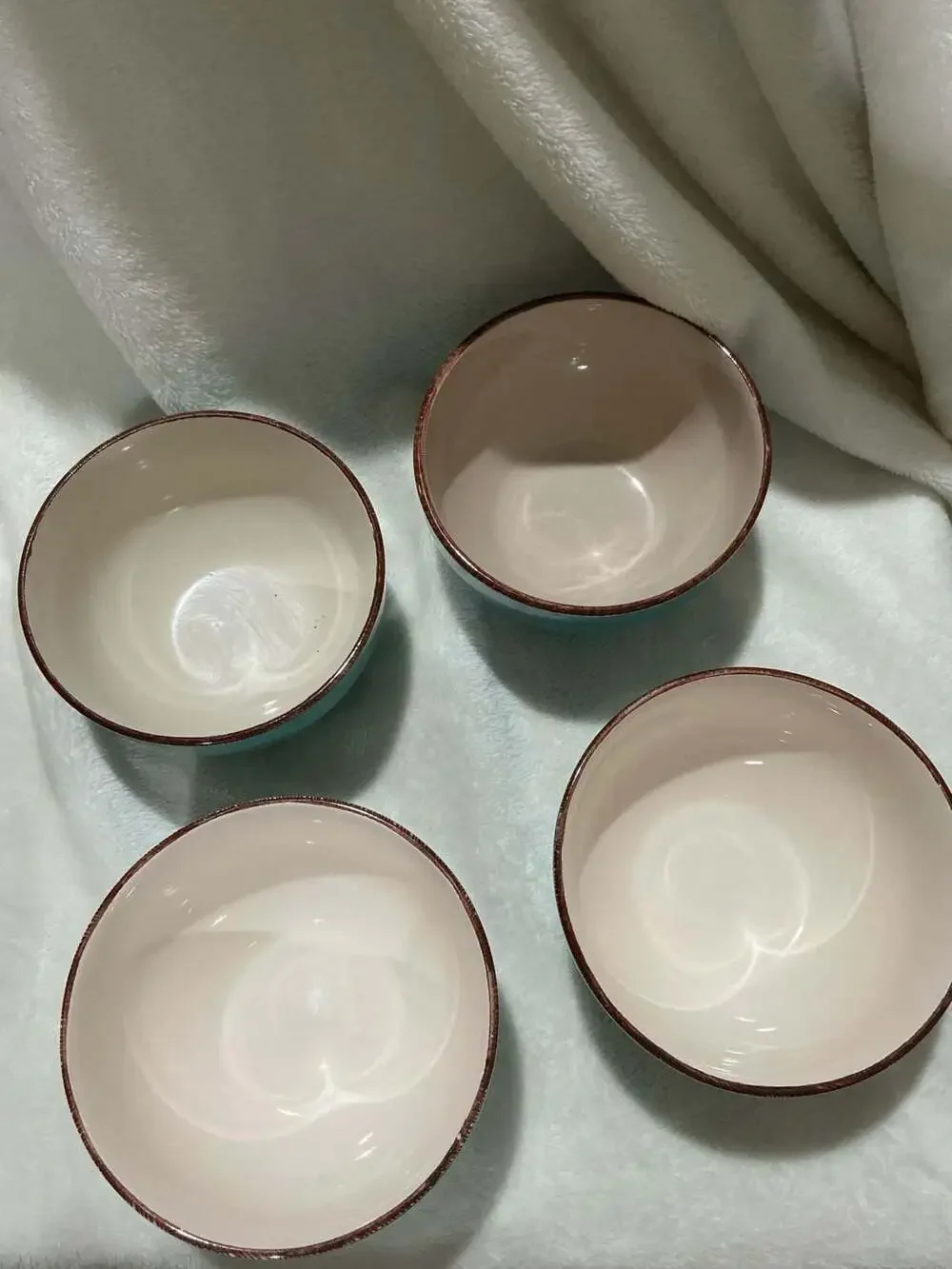 Royal Norfolk Turquoise Blue Swirl Bowls Set 5.5 Inch Stoneware